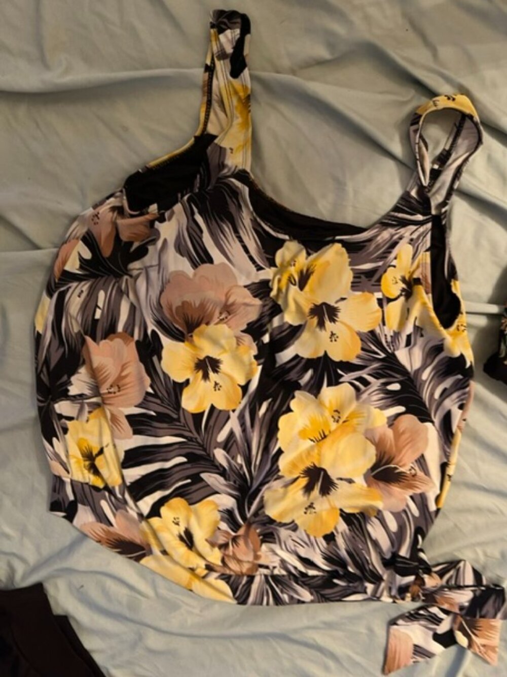womens size 14 bikini swim tank top swim suit floral black plus sized swimming